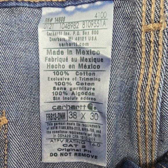 Carhartt FR Jeans Men's 38x30 Workwear Flame Resistant Work Pants FRB13-DNM NEW - Picture 10 of 10